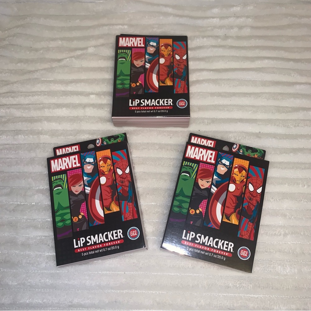 MARVEL LIP SMACKER LOT of (3) - 5 Tubes Each Lip Balm Best Flavor USA